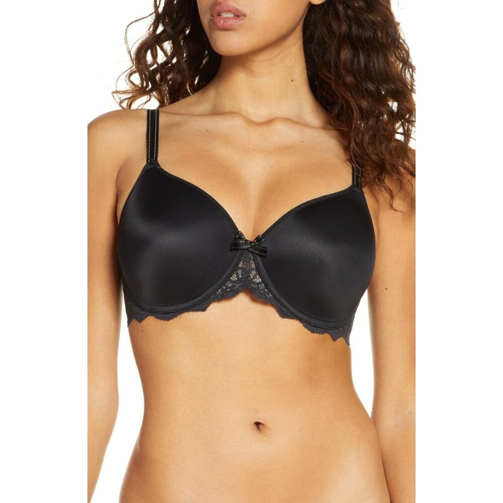 🆕CHANTELLE Rive Gauche Full Coverage Underwire T-Shirt Bra 34H Black #3286